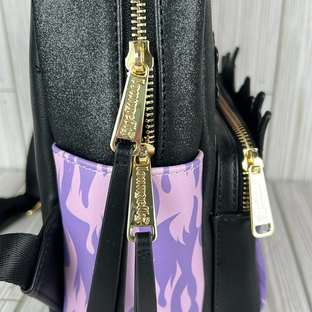 Loungefly Disney Villains Purple Flame Mini Backpack‎ Exclusive NWOT
